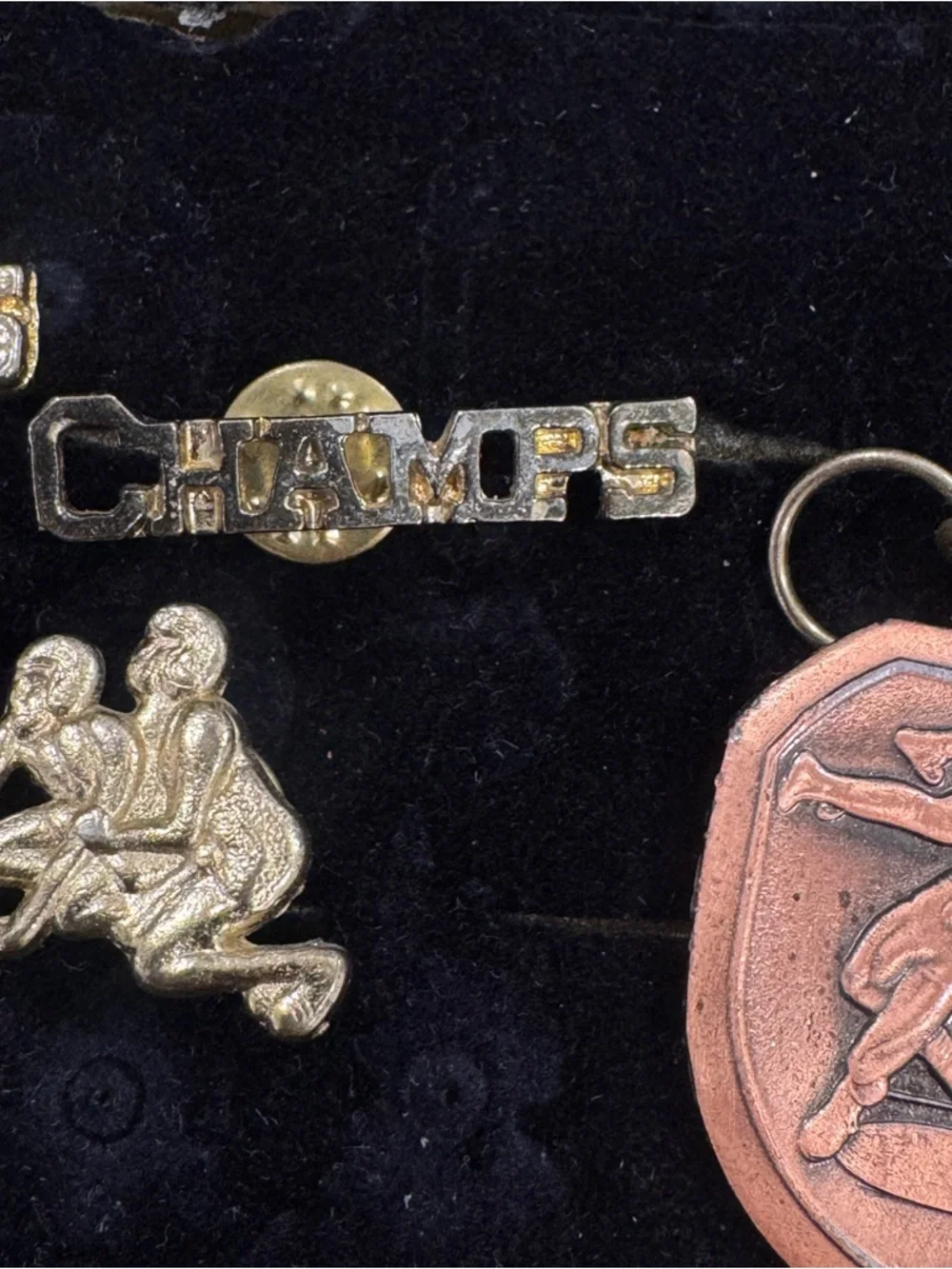 Vintage Varsity Sports Pins Collection Lot of 6 Track Wrestling Gold Copper Tone